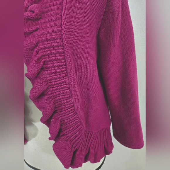 Ruby Rd. Open Front Ruffled Cardigan Pink Purple Cottagecore Office Work, PL - Picture 3 of 6